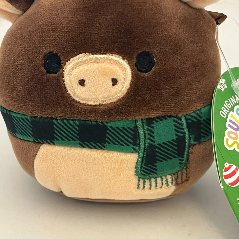 Squishmallows Small Christmas Ornament Plush Buford Moose Green Scarf With Tags